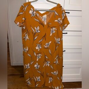 A New Day Mustard Floral Midi Dress